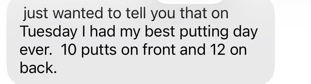 Text message from Jared about the Incred putter
