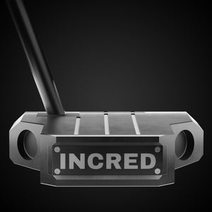 Black Mallet DS Putter – heel view | Incred Golf custom putter