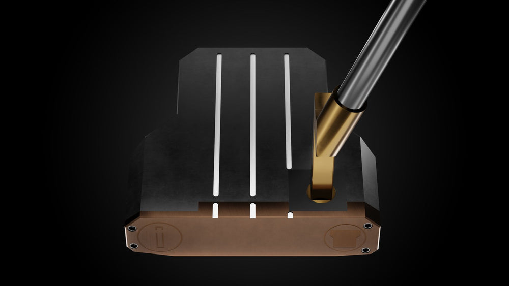 Black Mallet Legacy OS Putter – face-down balance position | Incred Golf custom putter