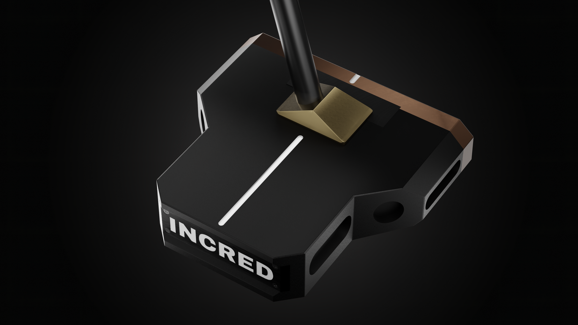 Incred Golf RFB Black Mallet putter — face-down balanced flagship mallet with line alignment bracket (view 10 of 13)