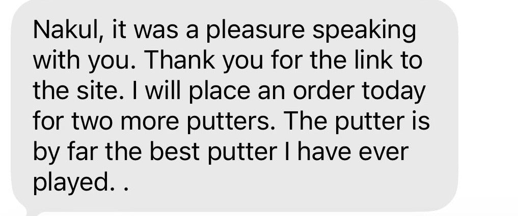 Text message from Dan M. about the Incred putter