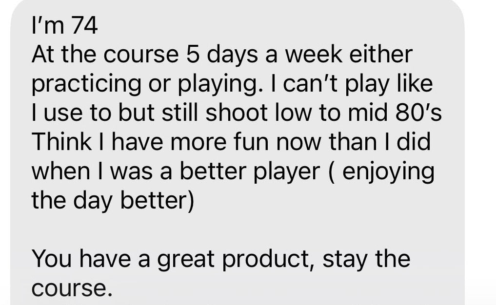 Text message from David about the Incred putter
