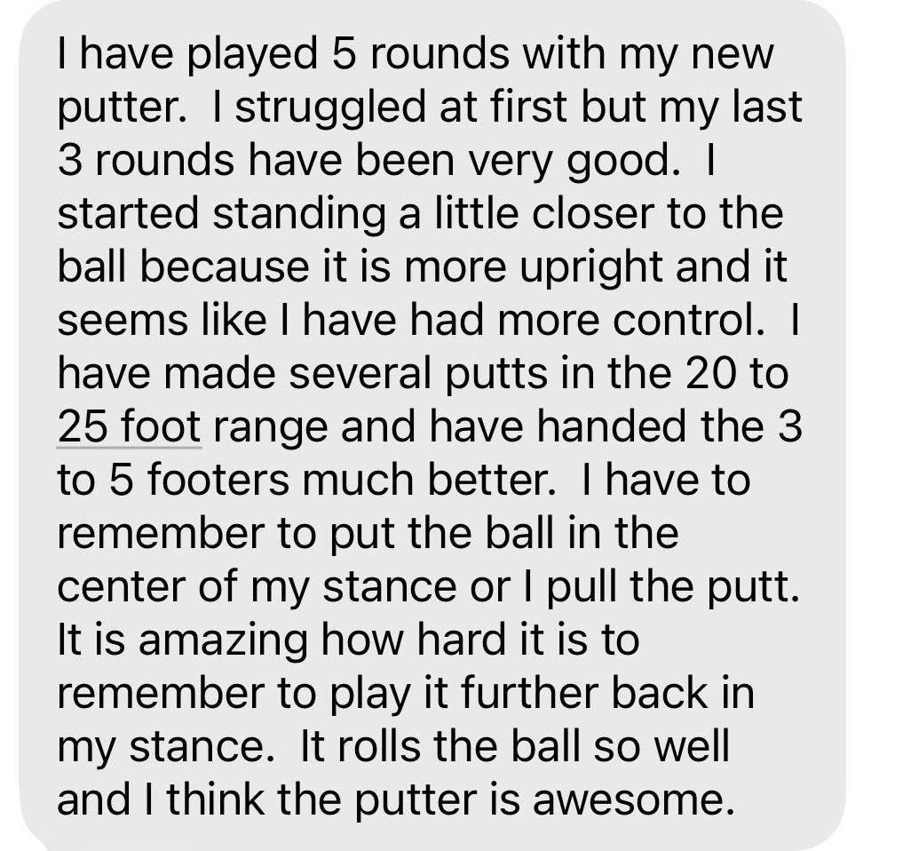 Text message from Donnie about the Incred putter