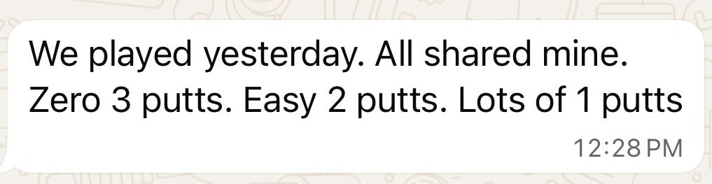 Text message from Robert about the Incred putter